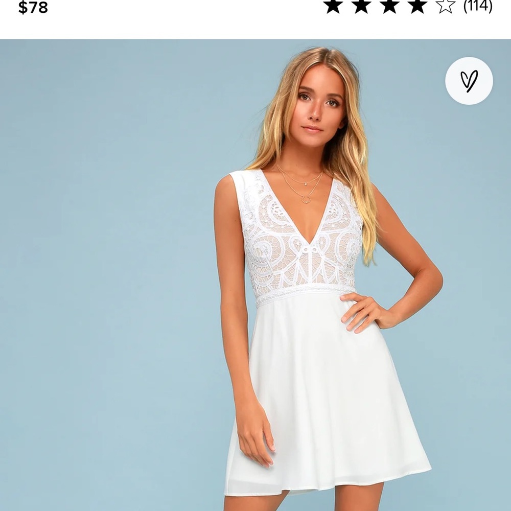 Lulus NWT XS Florentia White Crochet Lace Dress
